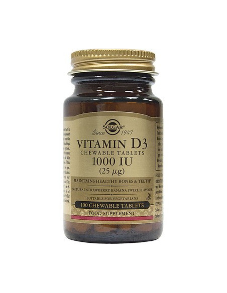 SOLGAR Vitamin D-3 1000 IU 100 Chewable Tabs